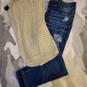 Shirt and pants. Daytrip. Pants 31L and daytrip striped tan and white open back